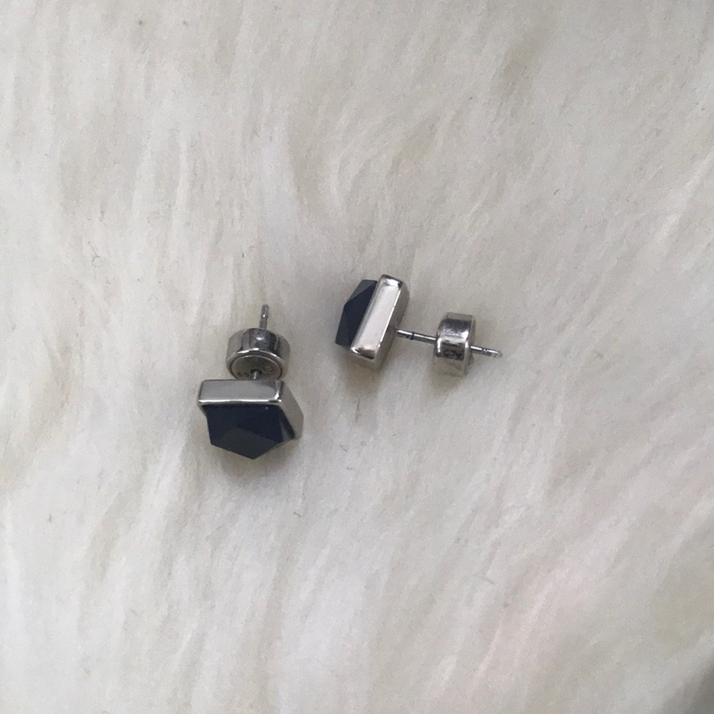 Silver blue stone earrings